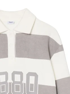 Best Cropp Bluza w szare paski z aplikacją jasnyszary