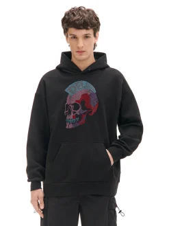 Clearance Cropp Bluza z aplikacją punkowej czaszki czarny