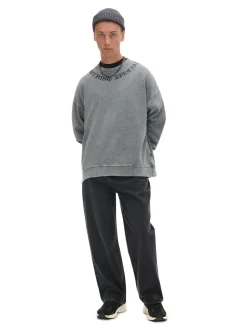Best Cropp Bluza z efektem sprania i napisem jasnyszary