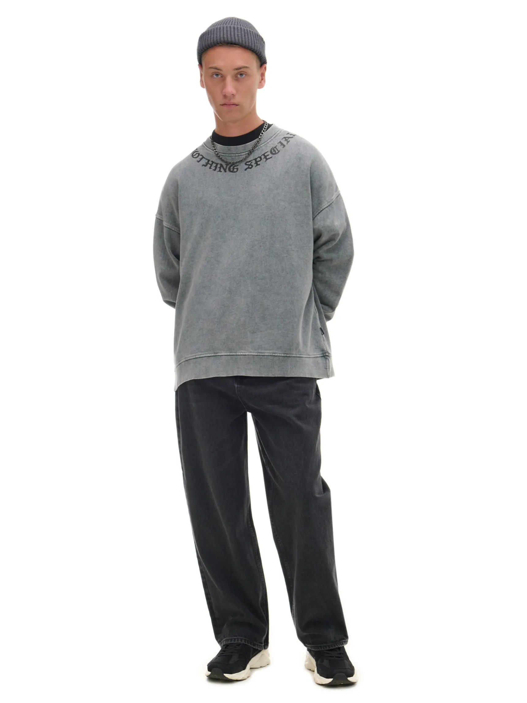 Best Cropp Bluza z efektem sprania i napisem jasnyszary
