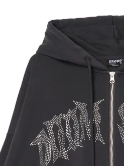 Best Cropp Bluza z kapturem i aplikacją szary