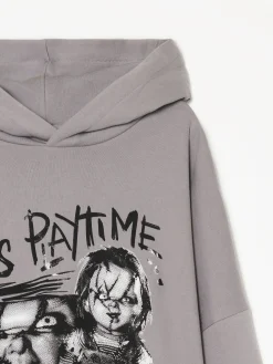 Sale Cropp Bluza z kapturem i Laleczką Chucky jasnyszary