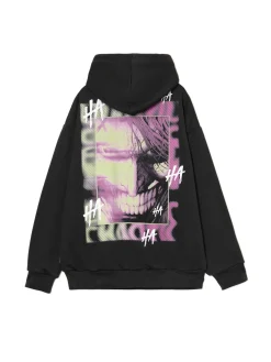 Best Cropp Bluza z kapturem i nadrukiem Jokera czarny