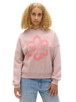 Fashion Cropp Bluza z kapturem i nadrukiem różowy