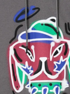 Discount Cropp Bluza z kapturem i nadrukiem graffiti szary