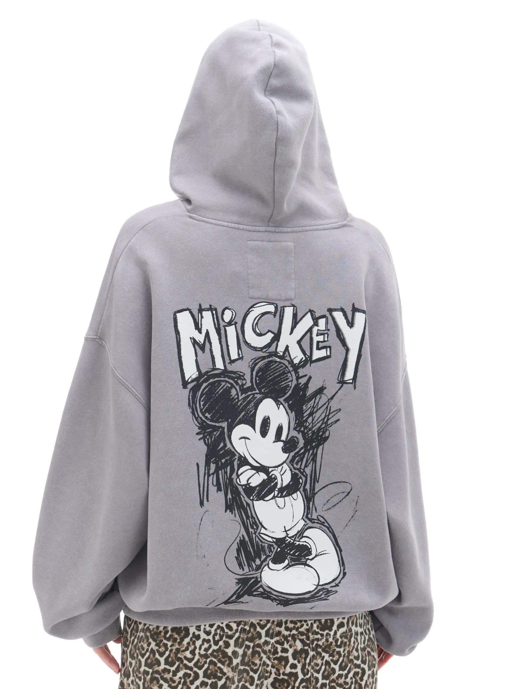 Outlet Cropp Bluza z kapturem Mickey Mouse jasnyszary