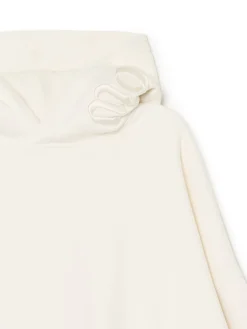 New Cropp Bluza z kapturem z naszywkami kremowy