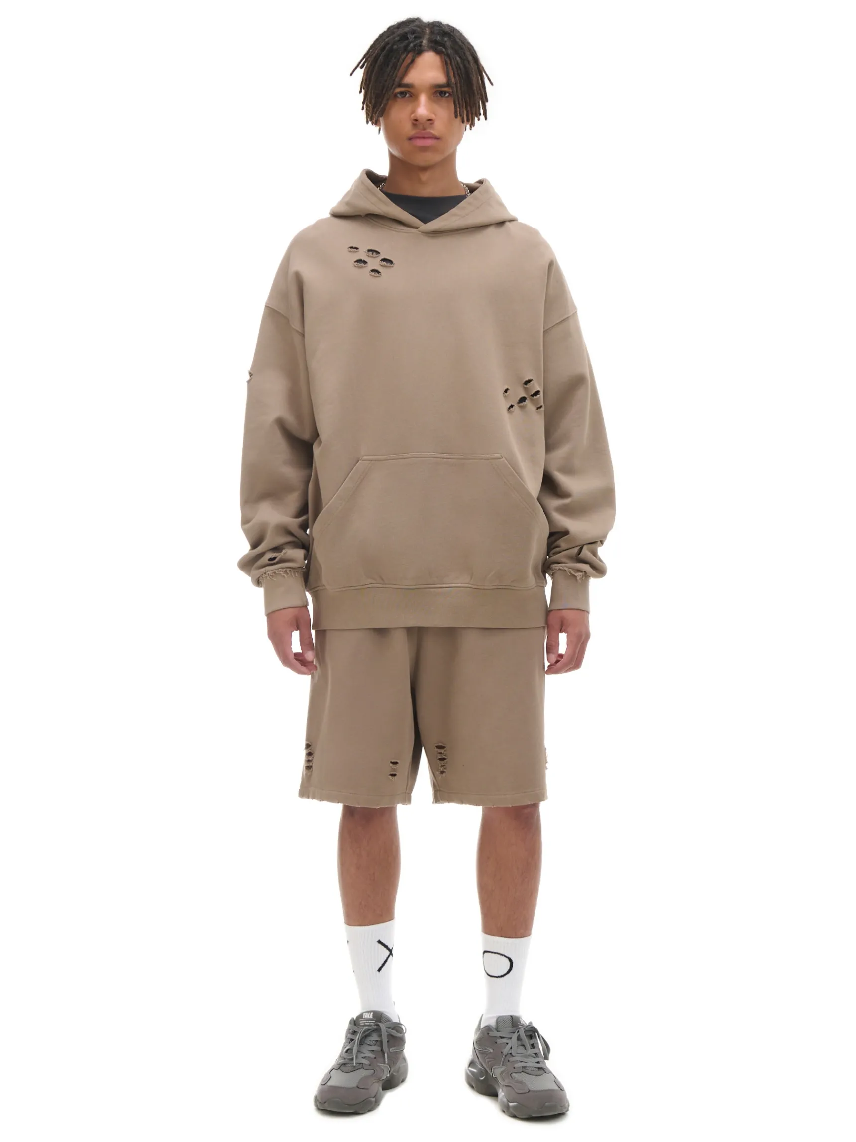 Best Cropp Bluza z kapturem z ozdobnymi wycięciami beżowy