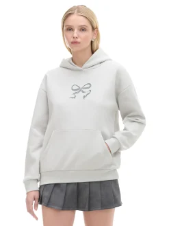 Online Cropp Bluza z motywem kokardy jasnyszary