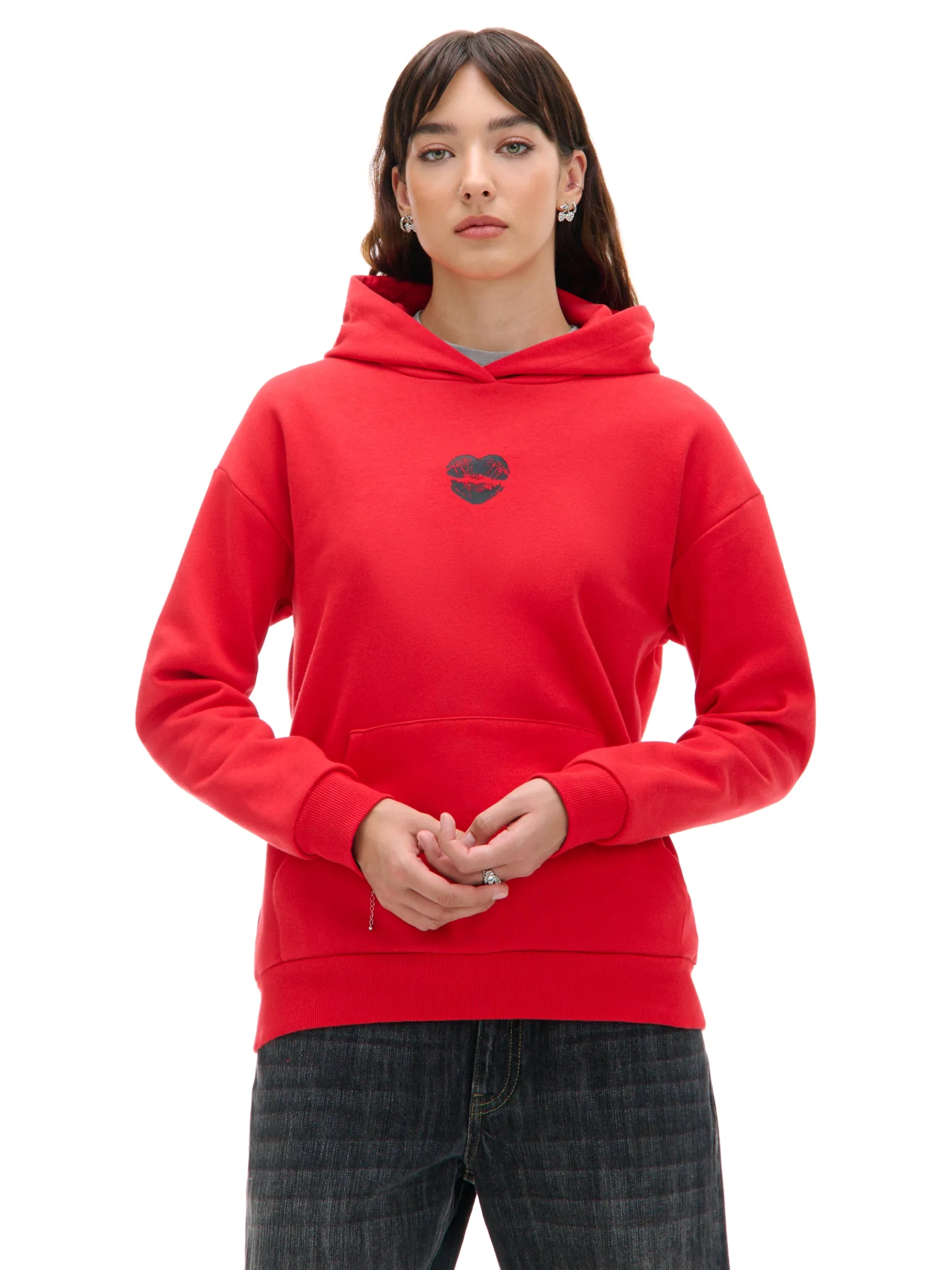 New Cropp Bluza z motywem ust czerwony
