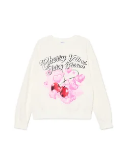 Online Cropp Bluza z nadrukiem cherry kremowy