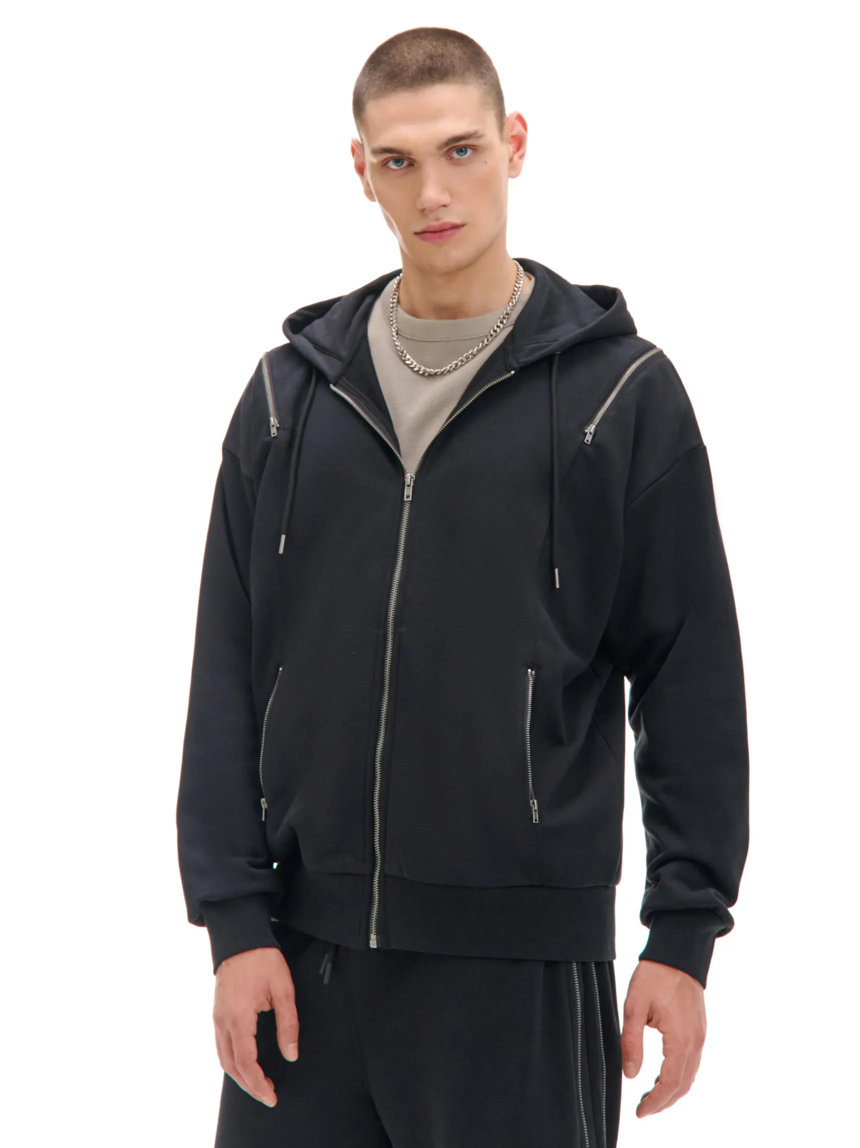 Clearance Cropp Bluza z zamkami przy rękawach UNISEX czarny