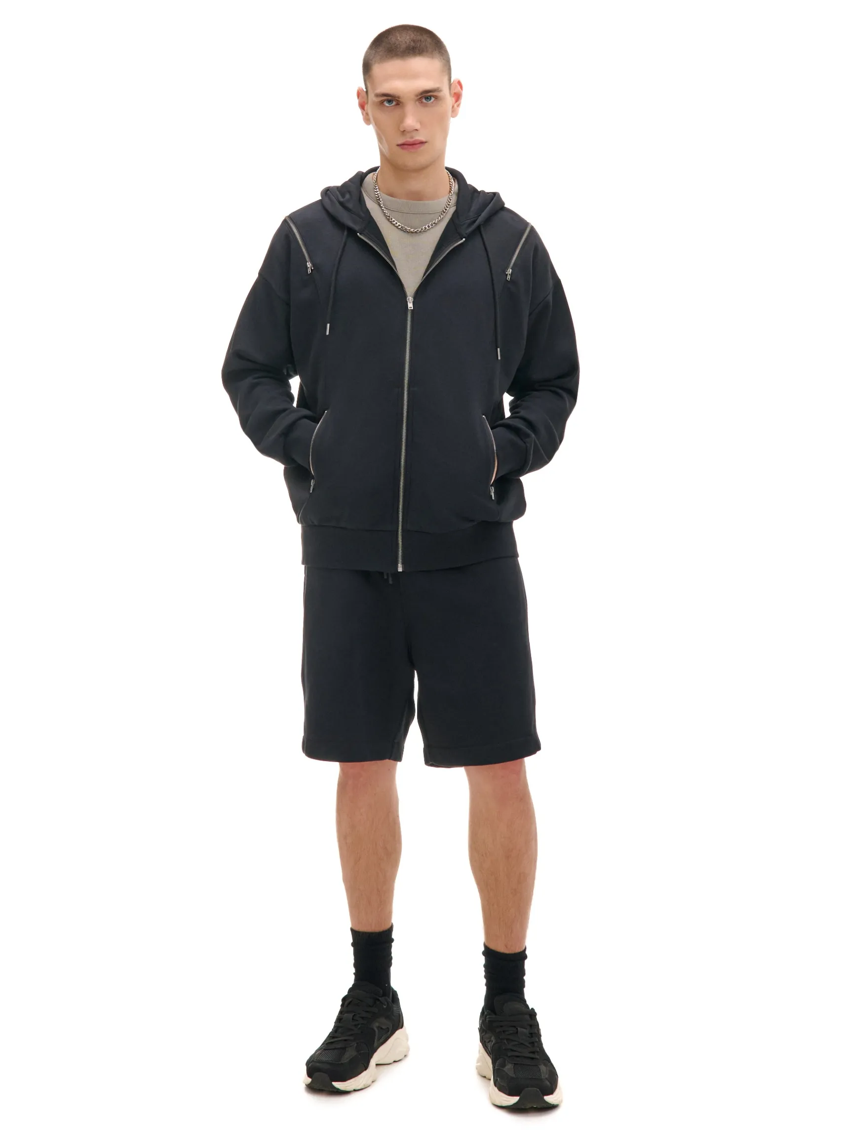 Clearance Cropp Bluza z zamkami przy rękawach UNISEX czarny