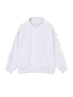 Best Cropp Bluza ze stójką i kokardami jasnyszary