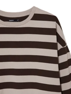 Discount Cropp Bluzka z długim rękawem w paski UNISEX szary