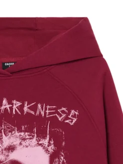 Outlet Cropp Bordowa bluza z kapturem i nadrukiem kasztanowy