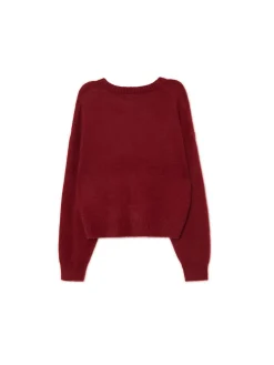 Outlet Cropp Bordowy gładki sweter kasztanowy