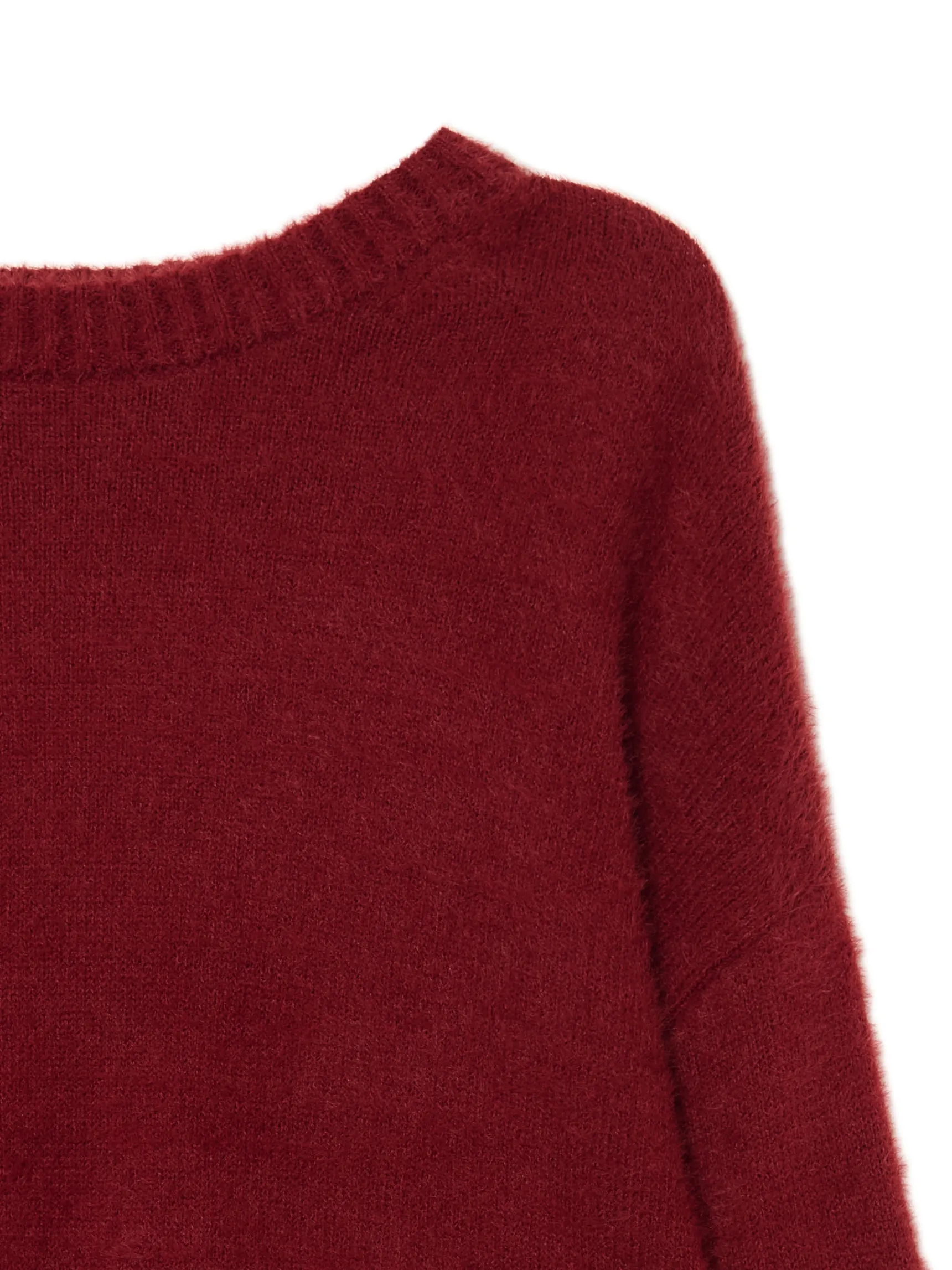 Outlet Cropp Bordowy gładki sweter kasztanowy