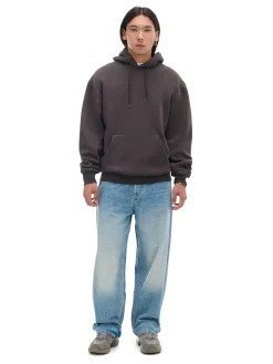 Best Cropp Brązowa bluza regular z kapturem czerwony