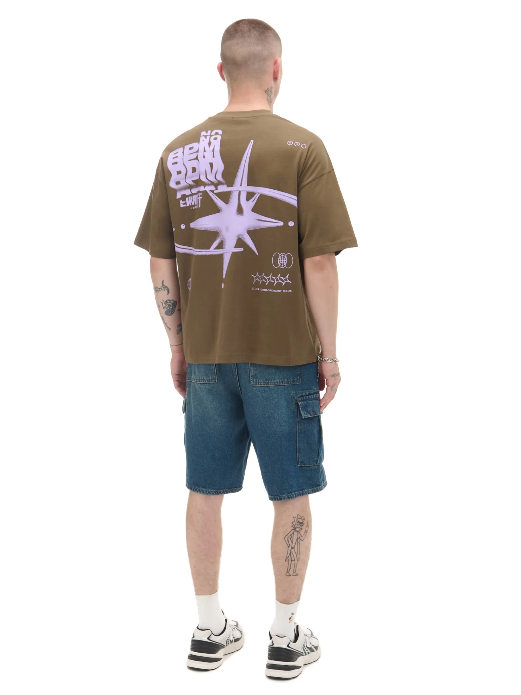 Best Cropp Brązowa koszulka z nadrukiem brązowy