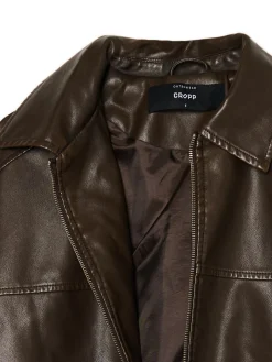 Online Cropp Brązowa kurtka bomber z efektem znoszenia brązowy