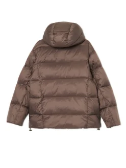 Discount Cropp Brązowa pikowana kurtka z kapturem brązowy