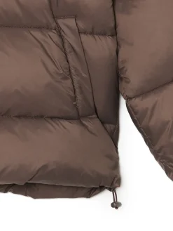 Discount Cropp Brązowa pikowana kurtka z kapturem brązowy