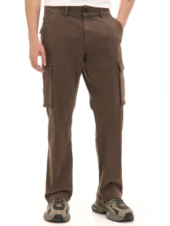Hot Cropp Brązowe spodnie z kieszeniami cargo brązowy