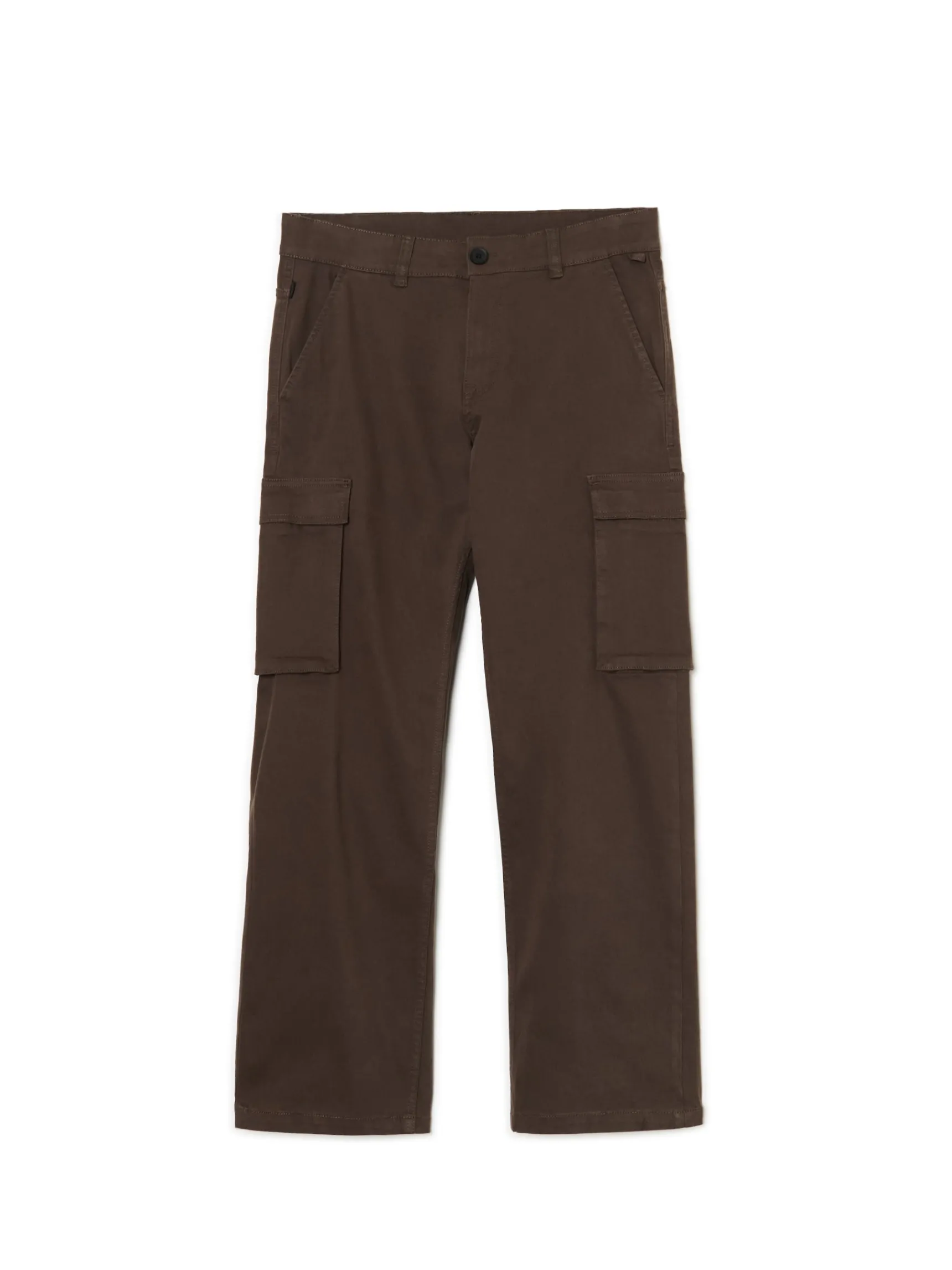 Hot Cropp Brązowe spodnie z kieszeniami cargo brązowy