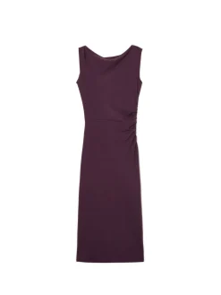 Clearance Cropp Burgundowa sukienka maxi z marszczeniem fioletowy