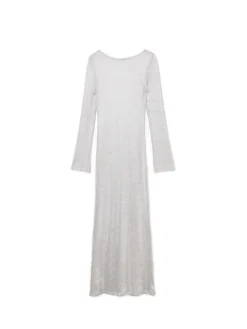 Discount Cropp Błyszcząca sukienka maxi jasnyszary