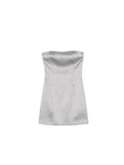 Fashion Cropp Błyszcząca sukienka mini z wiskozą beżowy