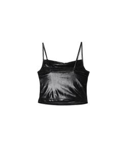 Best Cropp Błyszczący top czarny