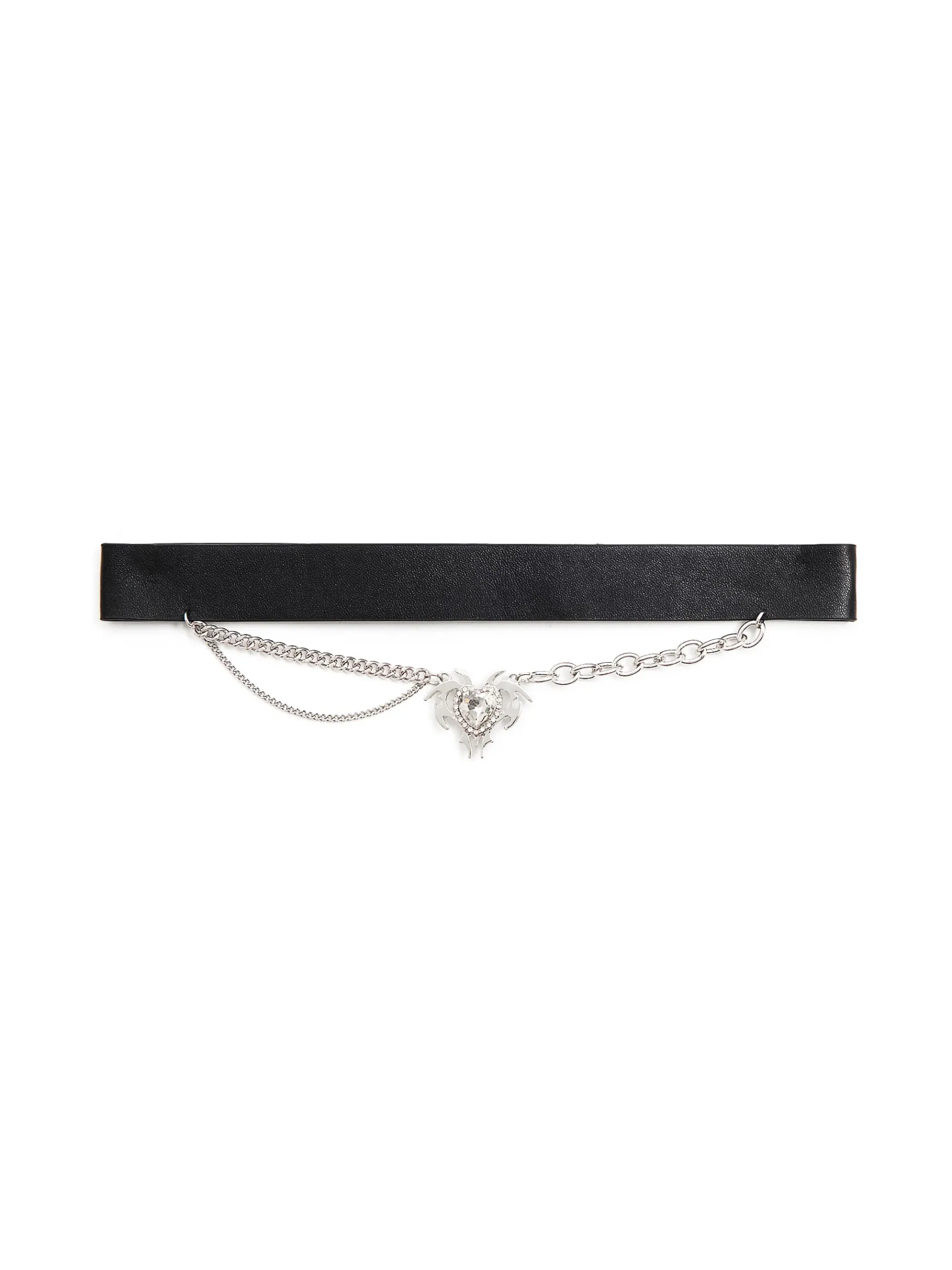Online Cropp Choker z łańcuszkiem i serduszkiem czarny