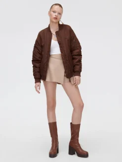 Outlet Cropp Ciemnobrązowa kurtka bomber brązowy
