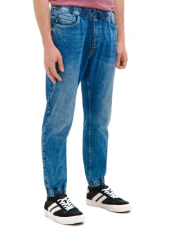 Fashion Cropp Ciemnoe jeansowe joggery niebieski