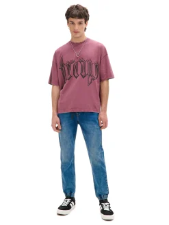 Fashion Cropp Ciemnoe jeansowe joggery niebieski