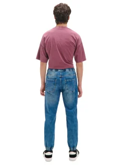 Fashion Cropp Ciemnoe jeansowe joggery niebieski