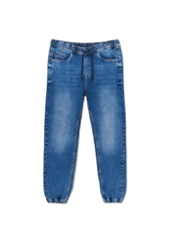 Fashion Cropp Ciemnoe jeansowe joggery niebieski