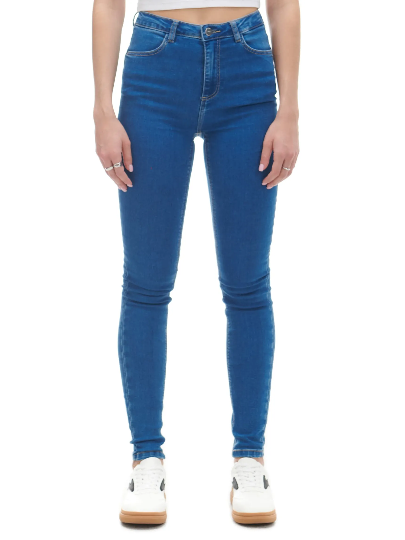 Sale Cropp Ciemnoe jeansy push up TALL niebieski