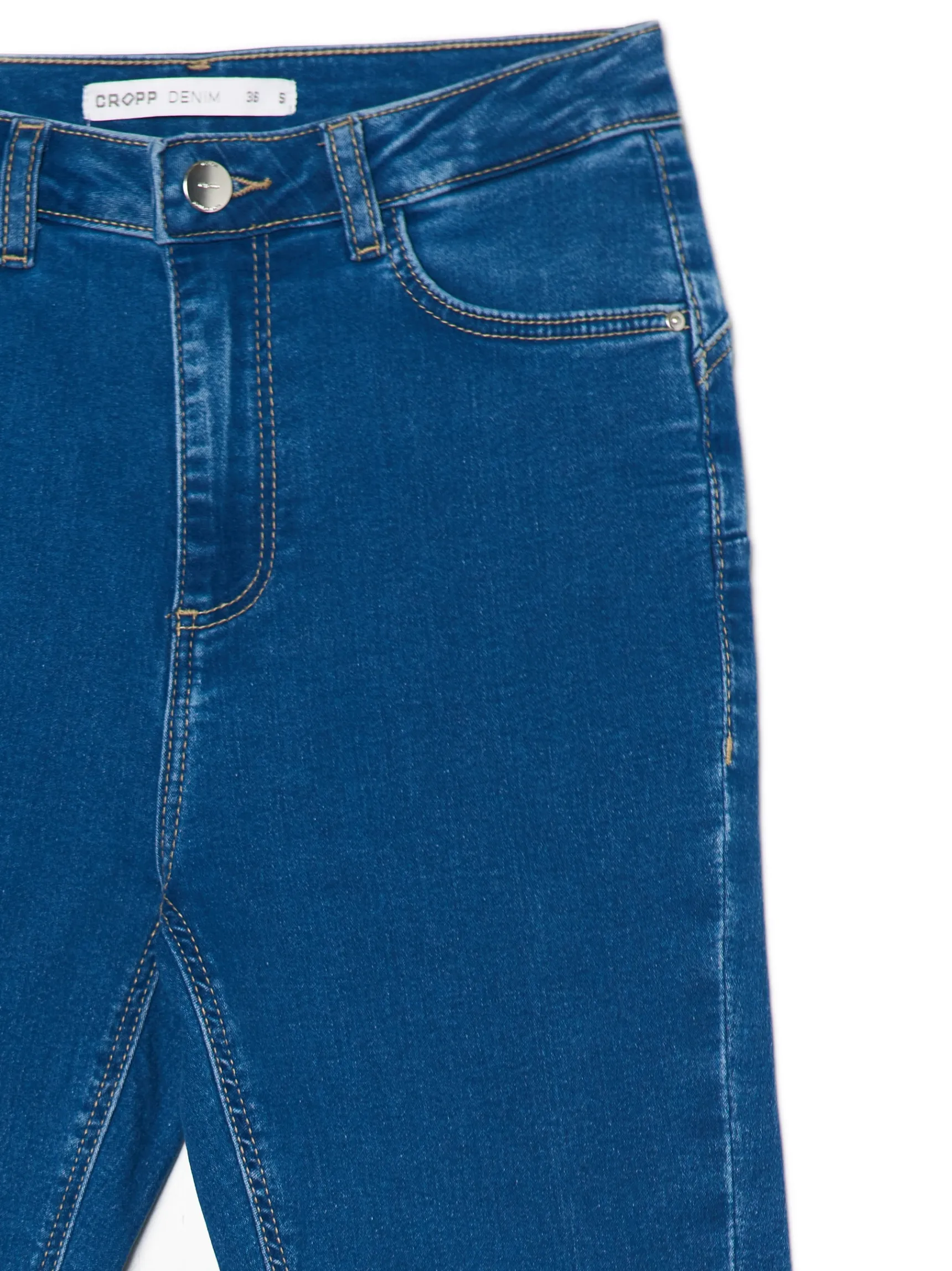 Sale Cropp Ciemnoe jeansy push up TALL niebieski