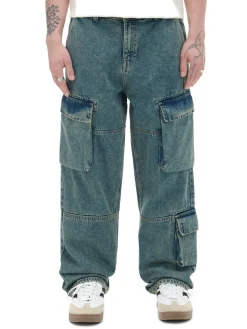 Clearance Cropp Ciemnoe jeansy wide leg niebieski