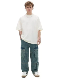 Clearance Cropp Ciemnoe jeansy wide leg niebieski