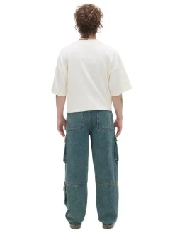 Clearance Cropp Ciemnoe jeansy wide leg niebieski