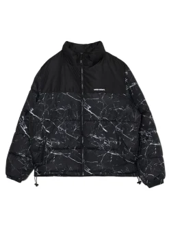 Fashion Cropp Ciemnoszara kurtka puffer z nadrukiem szary