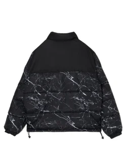 Fashion Cropp Ciemnoszara kurtka puffer z nadrukiem szary