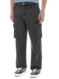 Outlet Cropp Ciemnoszare jeansy baggy szary