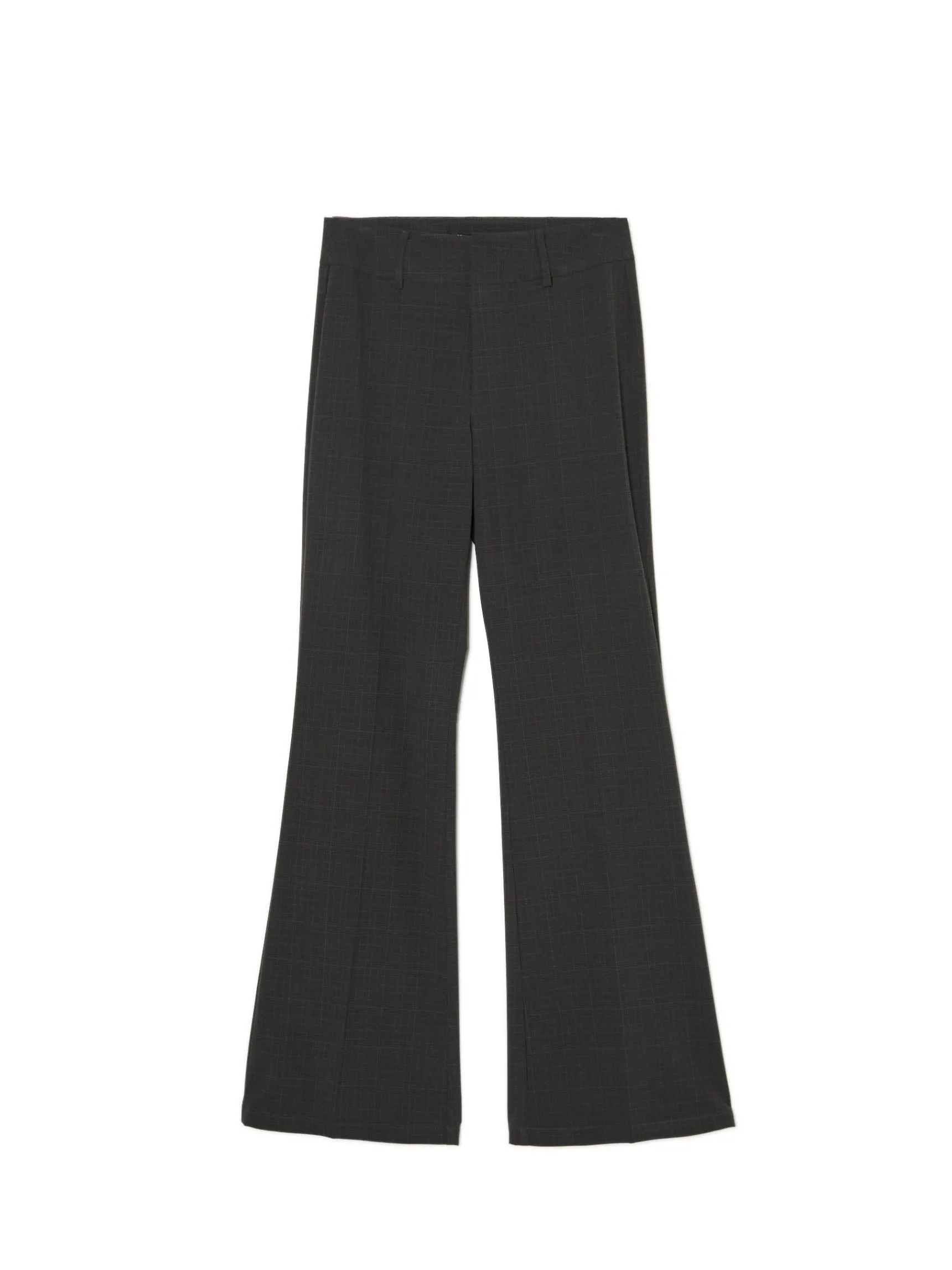 Outlet Cropp Ciemnoszare spodnie flare w kant surowygranatowy