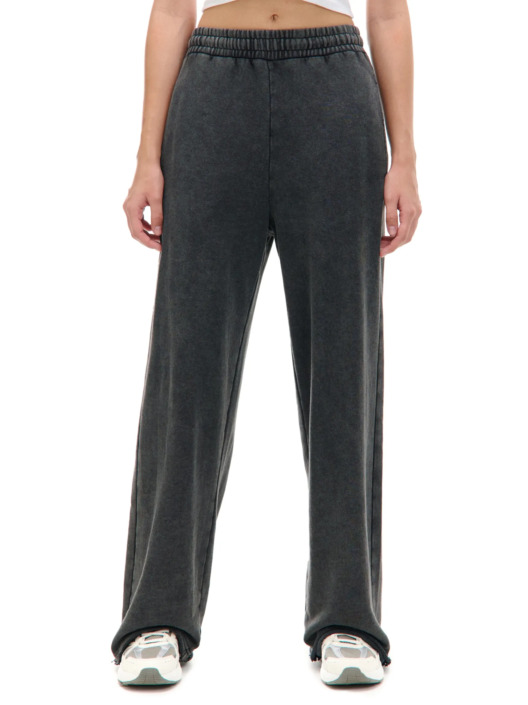 Fashion Cropp Ciemnoszare spodnie wide leg szary