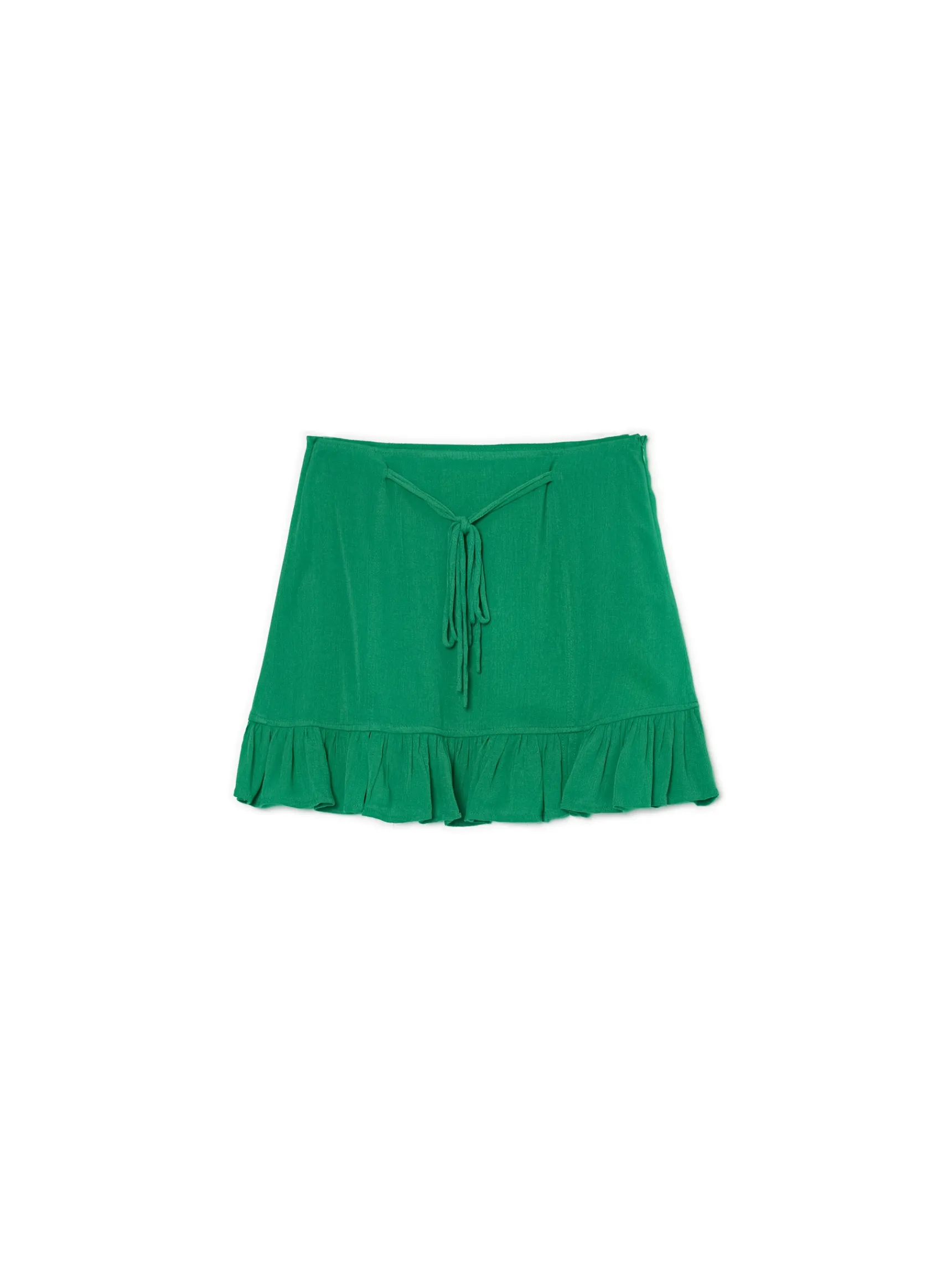 Discount Cropp Ciemnozielona spódniczka z wiązaniem zielony